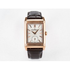 Reverso Tribute Duoface Small Seconds RG MGF Best Edition White Spray Paint Dial on Black Leather Strap A854A