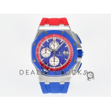 Royal Oak Offshore 44mm SS TKF 1:1 Best Edition Blue/Red Dial on Blue/Red Rubber Strap A3126 Royal Oak Offshore 44mm SS TKF 1:1 Best Edition Blue/Red Dial on Blue/Red Rubber Strap A3126