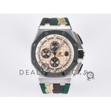 Royal Oak Offshore 44mm SS TKF 1:1 Best Edition Cream Dial on Green Camou Rubber Strap A3126 Royal Oak Offshore 44mm SS TKF 1:1 Best Edition Cream Dial on Green Camou Rubber Strap A3126