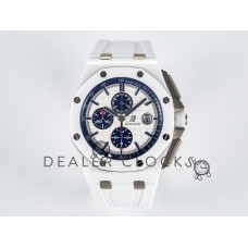 Royal Oak Offshore 44mm White Ceramic TKF 1:1 Best Edition White Dial on White Rubber Strap A3126 Royal Oak Offshore 44mm White Ceramic TKF 1:1 Best Edition White Dial on White Rubber Strap A3126