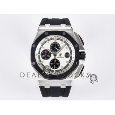 Royal Oak Offshore 44mm SS TKF 1:1 Best Edition White Dial on Black Rubber Strap A3126 Royal Oak Offshore 44mm SS TKF 1:1 Best Edition White Dial on Black Rubber Strap A3126