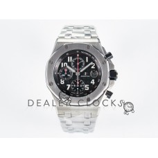 Royal Oak Offshore 42mm Black Themes SS TKF Best Edition Black Dial on SS Bracelet A7750