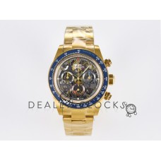 Daytona Artisans Skeleton YG ADGF Best Edition Blue Ceramic Bezel Skeleton Dial on YG Oyster Bracelet SA4130