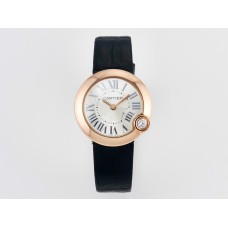 Ballon Blanc De Cartier 30mm RG DRF 1:1 Best Edition Silvered Texture Dial on Black Leather Strap Ronda Quartz Ballon Blanc De Cartier 30mm RG DRF 1:1 Best Edition Silvered Texture Dial on Black Leather Strap Ronda Quartz