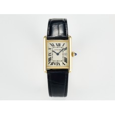 Tank Must Large YG 33.7mm DRF 1:1 Best Edition YG Dial on Black Leather Strap Swiss Quartz Tank Must Large YG 33.7mm DRF 1:1 Best Edition YG Dial on Black Leather Strap Swiss Quartz
