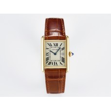 Tank Must Large YG 33.7mm DRF 1:1 Best Edition YG Dial on Brown Leather Strap Swiss Quartz Tank Must Large YG 33.7mm DRF 1:1 Best Edition YG Dial on Brown Leather Strap Swiss Quartz