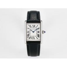 Tank Must Large SS 33.7mm DRF 1:1 Best Edition White Dial on Black Leather Strap Swiss Quartz Tank Must Large SS 33.7mm DRF 1:1 Best Edition White Dial on Black Leather Strap Swiss Quartz