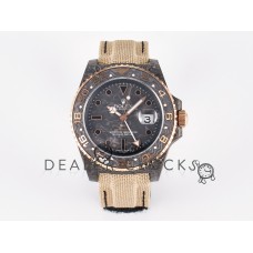 1GMT Carbon DIWF Best Edition Black Carbon Dial RG Markers on Beige Nylon Strap SA3186 CHS