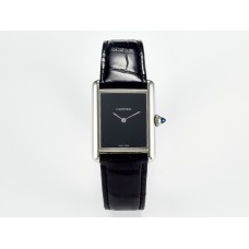 Tank Must Large SS 33.7mm DRF 1:1 Best Edition Black Dial on Black Leather Strap Swiss Quartz Tank Must Large SS 33.7mm DRF 1:1 Best Edition Black Dial on Black Leather Strap Swiss Quartz