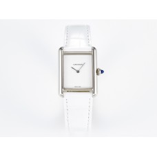 Tank Must Large SS 33.7mm DRF 1:1 Best Edition White Dial on White Leather Strap Swiss Quartz Tank Must Large SS 33.7mm DRF 1:1 Best Edition White Dial on White Leather Strap Swiss Quartz