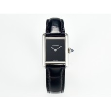 Tank Must Small SS 29mm DRF 1:1 Best Edition Black Dial on Black Leather Strap Swiss Quartz Tank Must Small SS 29mm DRF 1:1 Best Edition Black Dial on Black Leather Strap Swiss Quartz
