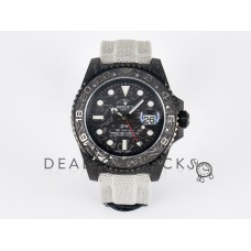 GMT Carbon DIWF Best Edition Black Carbon Dial SS Markers on White Nylon Strap SA3285 CHS V2