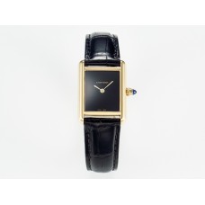Tank Louis Cartier Small YG 29mm DRF 1:1 Best Edition Black Dial on Black Leather Strap Swiss Quartz Tank Louis Cartier Small YG 29mm DRF 1:1 Best Edition Black Dial on Black Leather Strap Swiss Quartz
