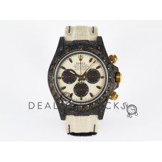 Daytona DIW Carbon Case DIWF Edition Cream/Brown Dial on White Nylon Strap A7750