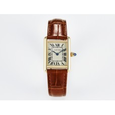 Tank Must Small YG 29mm DRF 1:1 Best Edition YG Dial on Brown Leather Strap Swiss Quartz Tank Must Small YG 29mm DRF 1:1 Best Edition YG Dial on Brown Leather Strap Swiss Quartz