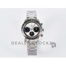 Speedmaster Racing Master SS HKF Best Edition White/Black Dial on SS Bracelet A7750