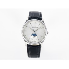 Master Ultra Thin Moon 1368420 SS Z+F 1:1 Best Edition White Dial on Black Leather Strap SA925 Super Clone