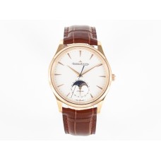 Master Ultra Thin Moon RG Z+F 1:1 Best Edition White Dial on Brown Leather Strap A925