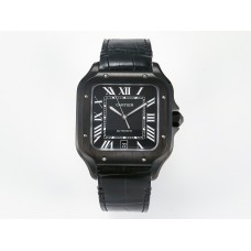 Santos de Cartier 40mm 2018 BVF 1:1 Best Edition Black Dial on Black Leathr Strap MIYOTA 9015 Santos de Cartier 40mm 2018 BVF 1:1 Best Edition Black Dial on Black Leathr Strap MIYOTA 9015