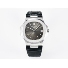 Nautilus 5711 SS 3KF 1:1 Best Edition Gray Textured Dial on Black Leather Strap A324 Super Clone V2