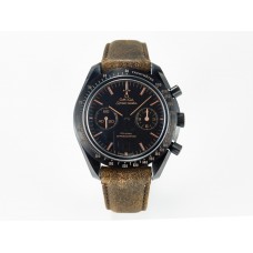 Speedmaster “Dark Side of The Moon” Real Ceramic N1F 1:1 Best Edition Vintage Black on Brown Leather Strap A9300