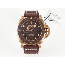 PAM968 V Bronzo VSF 1:1 Best Edition Brown Ceramic Bezel and Dial on Brown Calfskin Strap P.9010 Clone