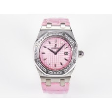 Royal Oak Offshore Ladies 33mm SS DRF Best Edition Pink Dial Diamonds Bezel on Pink Leather Strap ETA Quartz Royal Oak Offshore Ladies 33mm SS DRF Best Edition Pink Dial Diamonds Bezel on Pink Leather Strap ETA Quartz