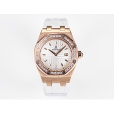Royal Oak Offshore Ladies 33mm RG DRF Best Edition White Dial Diamonds Bezel on White Rubber Strap ETA Quartz Royal Oak Offshore Ladies 33mm RG DRF Best Edition White Dial Diamonds Bezel on White Rubber Strap ETA Quartz