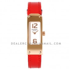 Kelly 2 White Dial in Rose Gold on Red Leather Strap