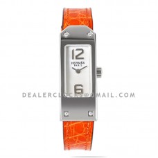 Kelly 2 White Dial in Steel on Orange Alligator Strap