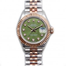 Ladies Datejust 279171 Olive Green Dial with Diamond Markers in Rose Gold/Steel