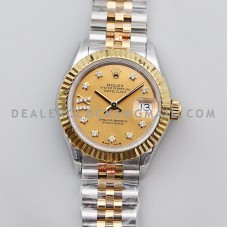Ladies Datejust 279383RBR Champagne Dial with Diamond Marker in Yellow Gold/Steel