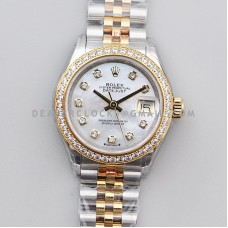 Ladies Datejust 279383RBR MOP Dial with Diamond Bezel in Yellow Gold/Steel