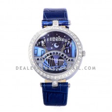 Lady Arpels Pont des Amoureux in Navy Blue Leather Strap