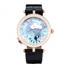 Lady Arpels Ronde des Papillons Watch in Rose Gold on Leather Strap