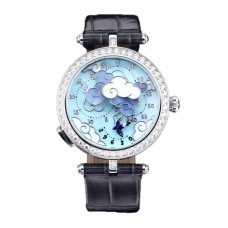 Lady Arpels Ronde des Papillons Watch in White Gold on Leather Strap