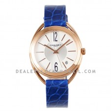 Liens Lumiere White Dial in Rose Gold on Blue Strap Liens Lumiere White Dial in Rose Gold on Blue Strap