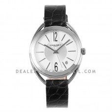 Liens Lumiere White Dial in Steel on Black Strap Liens Lumiere White Dial in Steel on Black Strap