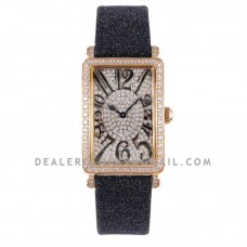 Long Island 952QZ Diamond Paved Dial in Rose Gold with Black Markers on Leather Strap Long Island 952QZ Diamond Paved Dial in Rose Gold with Black Markers on Leather Strap