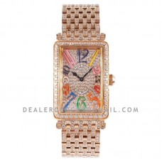 Long Island 952QZ Diamond Paved Dial in Rose Gold with Colourful Markers Long Island 952QZ Diamond Paved Dial in Rose Gold with Colourful Markers