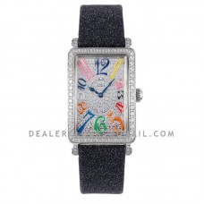 Long Island 952QZ Diamond Paved Dial with Colourful Markers on Black Leather Strap Long Island 952QZ Diamond Paved Dial with Colourful Markers on Black Leather Strap