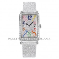 Long Island 952QZ Diamond Paved Dial with Colourful Markers on Grey Leather Strap Long Island 952QZ Diamond Paved Dial with Colourful Markers on Grey Leather Strap