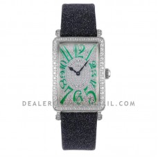 Long Island 952QZ Diamond Paved Dial with Green Markers on Leather Strap Long Island 952QZ Diamond Paved Dial with Green Markers on Leather Strap