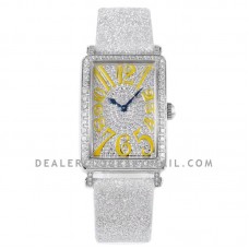 Long Island 952QZ Diamond Paved Dial with Yellow Markers on Leather Strap Long Island 952QZ Diamond Paved Dial with Yellow Markers on Leather Strap