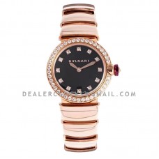Lvcea Black Dial in Rose Gold with Diamond Bezel