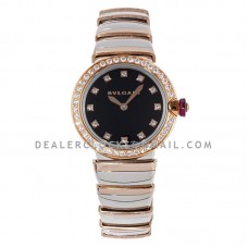 Lvcea Black Dial in Rose Gold/Steel with Diamond Bezel
