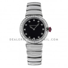Lvcea Black Dial in Steel with Diamond Bezel
