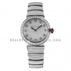 Lvcea MOP Dial in Steel with Diamond Bezel