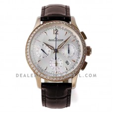 Master Control Chronograph White Dial with Diamond Bezel in Pink Gold Master Control Chronograph White Dial with Diamond Bezel in Pink Gold
