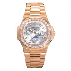 Nautilus 5740 White Dial with Diamond Bezel in Rose Gold Nautilus 5740 White Dial with Diamond Bezel in Rose Gold